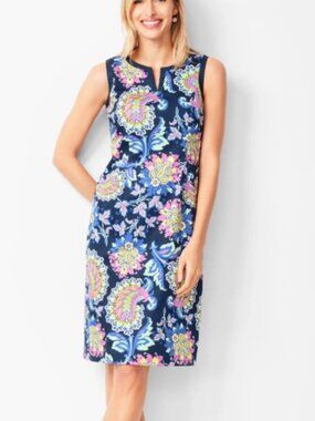 Talbots Sleeveless Paisley Dress Size 2P 100% Cotton